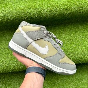 Nike Dunk Mid Leather Shoes Neutral Olive Men's Brand New Size 8 Authentic 7,5